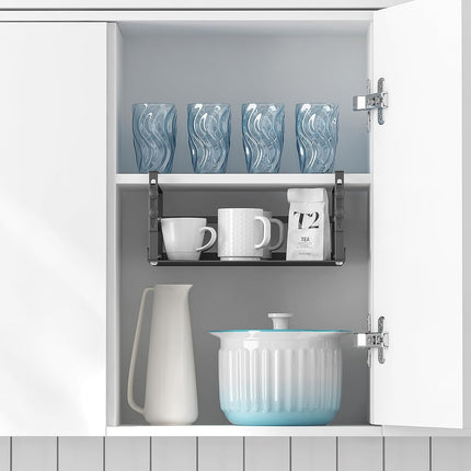 HENGI Adjustable shelf basket side view with items