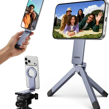 Tripod for Magsafe, 360° Rotating Adjustable Magnetic Phone Stand for 1/4'' Screw Port Compatibility with iPhone 17 16 15 14 13 12 Pro Max Air, Cell Phone StandTravel Essentials Accessories