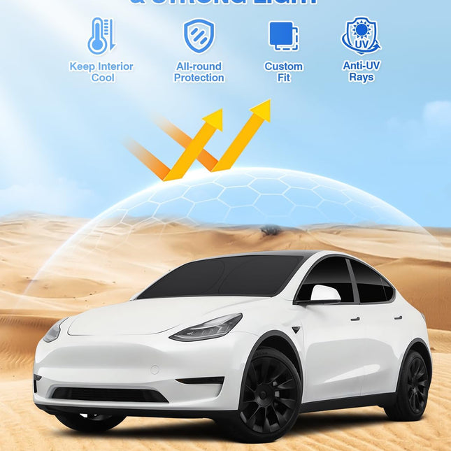 Black 8-Piece Window Sunshade Set for 2020-2024 Model Y