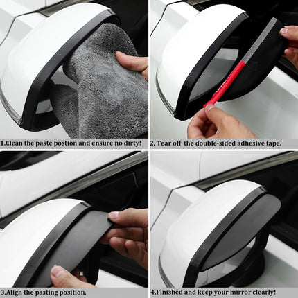 2PC Side Mirror Visor Rain Guards,Car Rear View Mirror Rain Cover,Silicone Rain Shield,Mirror Cover Rubber Visor Guard(Solid-Black,2Pack)