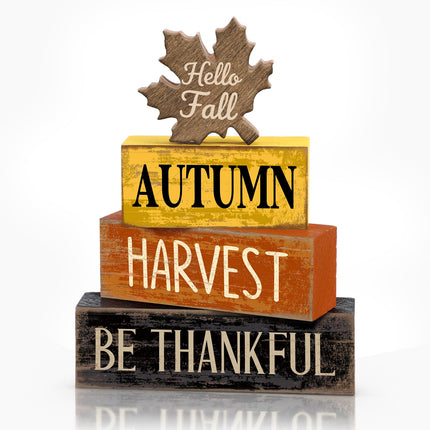 4 Pcs Thanksgiving Table Decor Wooden Stacked Maple Leaf Fall Decor