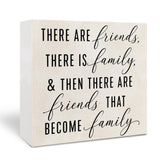 Friendship Family Wooden Signs - Friends Family Decor, Moving Away Gifts for Couples, Friendship Wood Block Plaque Box Signs Home for Shelf Table Decorative, 5x5 Inch