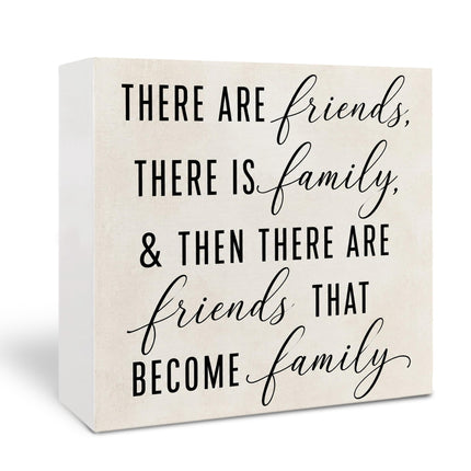 Friendship Family Wooden Signs - Friends Family Decor, Moving Away Gifts for Couples, Friendship Wood Block Plaque Box Signs Home for Shelf Table Decorative, 5x5 Inch