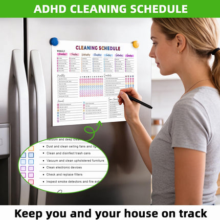 ADHD Cleaning Planner for Adults – Undated Daily, Weekly & Monthly Cleaning Schedule & Checklist – Household Chores Organizer Notebook for Home Management, Routine Tracking & Family Cleaning Tasks