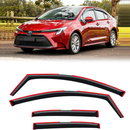 in-Channel Rain Guards for 2020-2026 Toyota Corolla Sedan, Window Visor Shields Vent Deflector Shade Wind Dark Smoke 2021 2022 2023 2024 20 21 22 23 24 25, Tape-On Outside-Mount, 4PCS