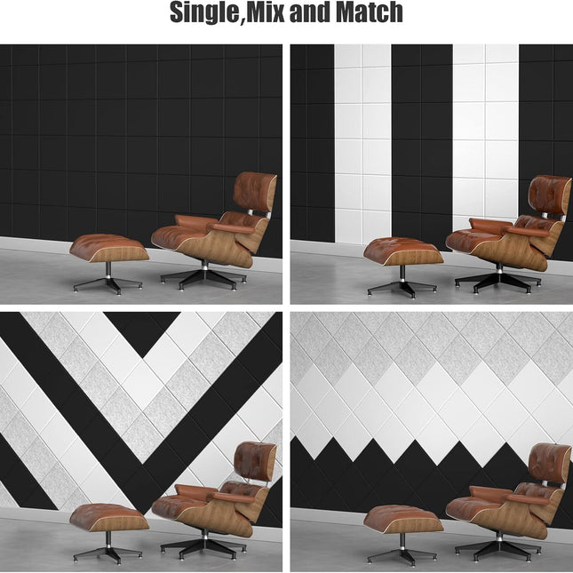 12 Pack Acoustic Wall Panels with Self-Adhesive, 12" X 12" X 0.4" Sound Proof Foam Panels, Decorative Soundproof Wall Panels, Sound Proof Absorbing Tiles for Home & Offices, Black