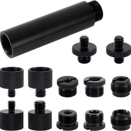13pcs Microphone Stand Adapter Screws with Extension Tubes, Aluminum Alloy 3/8" to 5/8" & 1/4" Thread Converters Mic Screw Adapter Accessories for Mic Boom Arm Mount Camera Tripod Fill Light