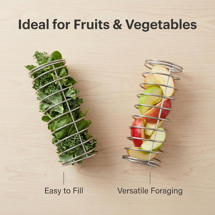 2-Pack Millet Holder for Bird Cage, Stainless Steel Hanging Millet Spray Holder Bird Treat Feeder, Parakeet Cockatiel Conure Foraging Toy & Fruit Vegetable Basket for Small Birds