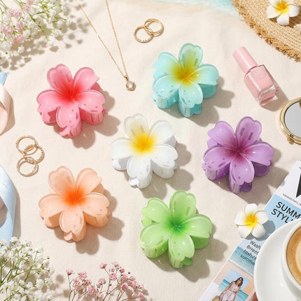 SMKSL 6 Pcs Flower Hair Claw Clips for Women Hawaiian Large Hair Clips for Thick Thin Curly Hair, Strong Hold & Non-Slip, Stylish Medium Beach Hair Accessories for Women Girls (Hawaiian)