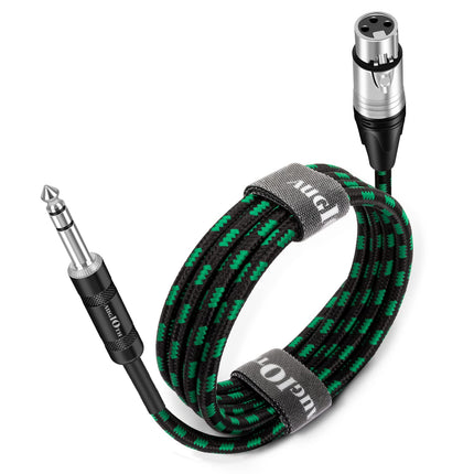XLR Mic Cable 3 ft 2 Pack 1 Meter Male to Female Green Braided