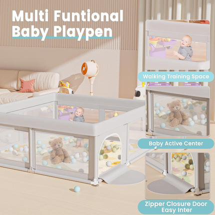 Hiaksedt 50 x 50 inch Baby Playpen with Mat Small Playpen for Babies and Toddlers Baby Fence Playards