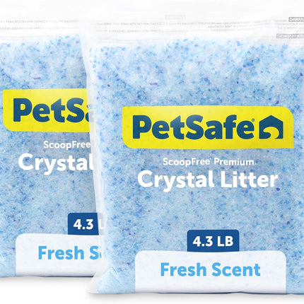 PetSafe ScoopFree Premium Crystal Cat Litter - Outperforms Clay Litter - Refill Packs - Reusable Tray Compatible - Fresh Scent - 4.3 lb Bags - 2 Pack