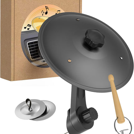 Car Cymbal Air Vent,Mini Car Drum Crash Cymbal Set with Mini Drum Stick & 2 Finger Cymbals,Fun Dashboard Instrument, Fun Gfit,Universal Fit for Most Cars (Black)