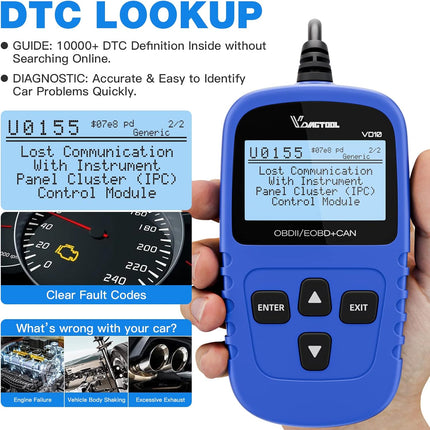 OBD2 Scanner Code Reader Car Diagnostic Tool Engine Fault Code Reader for Turn Off CEL with Freeze Frame/I/M Readiness for All OBDII Protocol Cars, OBD2 Scanner Diagnostic Tool