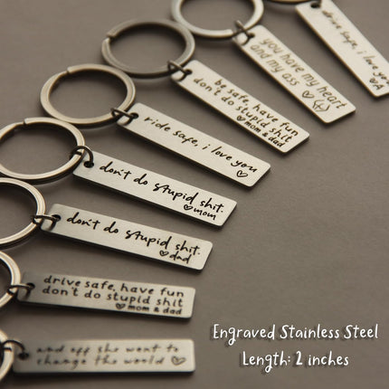 Key Chain Drive Safe I Love You Engraved Initial Personalized Gift for Husband Boyfriend