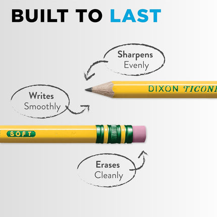 Ticonderoga Wood-Cased Pencils, Unsharpened, #2 HB Soft, Yellow, 12 Count