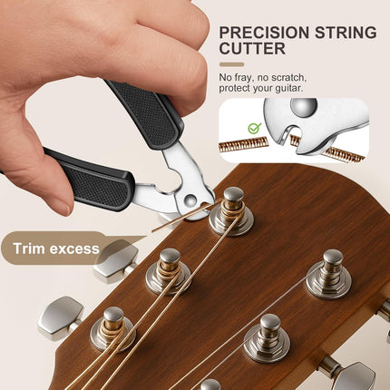 Guitar String Winder, String Cutter, Bridge Pin Puller, Professional 3-in-1 Tool Kit for Acoustic and Electric Guitars, Sturdy Peg Winder String Changing Tuner Maintenance