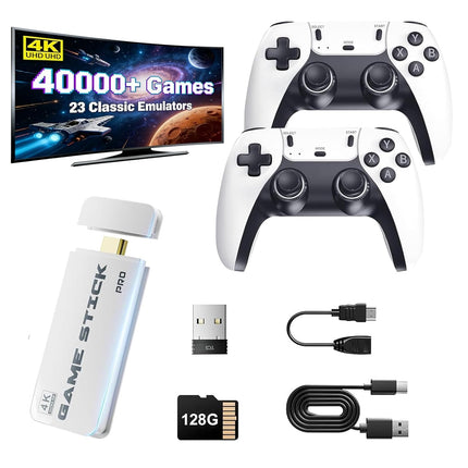 2026 Upgraded Retro Gaming Console,40,000+ Retro Game Stick, Built-in Classic Video Games and 23 Emulators,4K HDMI Output Game Stick,Plug and Play Video Gaming Consoles with 2 Wireless Controllers(128G)