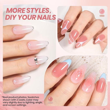 Jelly Gel Nail Polish Set, 6 Colors