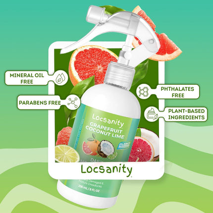 Loc Moisturizing Spray - Locsanity Grapefruit Coconut Lime Daily Hydrating Mist for Locs Dreads & Braids - Rosewater Scalp Moisturizer - 8 fl oz
