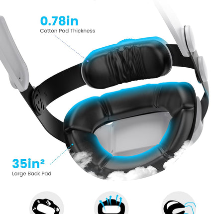 Kawaye for Meta Quest 3S/Quest 2/Quest 3 Head Strap with 7500mAh Hot-Swap Battery Pack, Double Knobs Adjustable VR Headset Strap with Two Large Support Pad Enhanced Support, Reduce Pressure