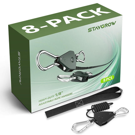 4-Pack 1/8" Rope Hanger, Ratchet Tie Down Strap