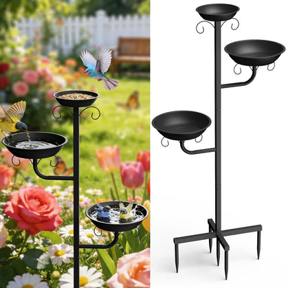 Bird Bath for Outside, 47in Metal Freestanding Birdbaths & Birdfeeder