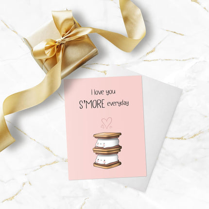 ALY LOU Mothers Day Card Anniversary Birthday for Mom Dad Wife Husband Girlfriend Boyfriend Stepmom Aunt Parents – Cute Funny Punny Greeting Card for Fathers Day – Blank Inside (I Love You S'more)