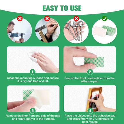 Double Sided Foam Tape Pads, 48Pcs Double Coated Pre-Cut Rectangles Mounting, 2mm Thick Heavy Duty White Polyurethane Foam with High Tack Adhesive for Crafts, Home, Outdoor Signs& Car (50x30mm)