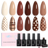 Brown Gel Polish Set, Toasty Aroma Collection, 6 Fall Colors