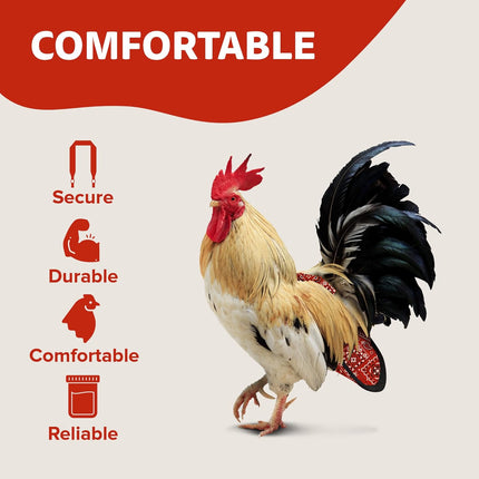Hen Holster Bird Diaper, Wrap Around - for Hens, Roosters, Ducks, Leak-Proof Design, Comfortable Fleece Strap Bird Harness with Sewn-in Liner, Secure Hook & Loop Closure - Large, Red Bandana