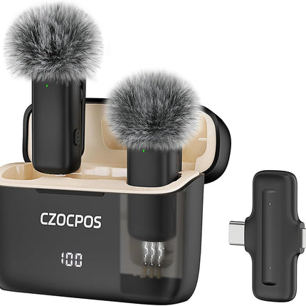 Wireless Lavalier Microphone for iPhone iPad Android with Charging Case,Lapel Mic with Noise Reduction,36H Battery Life, 135ft Range, Mini Microphone for Video Recording,YouTube,Vlog,Live Streaming