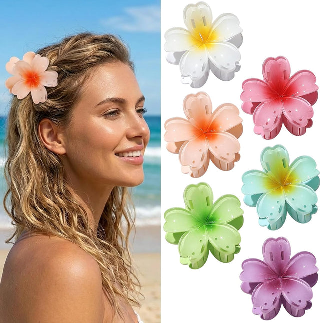 6 Pcs Flower Hair Claw Clips for Women Hawaiian Large Hair Clips