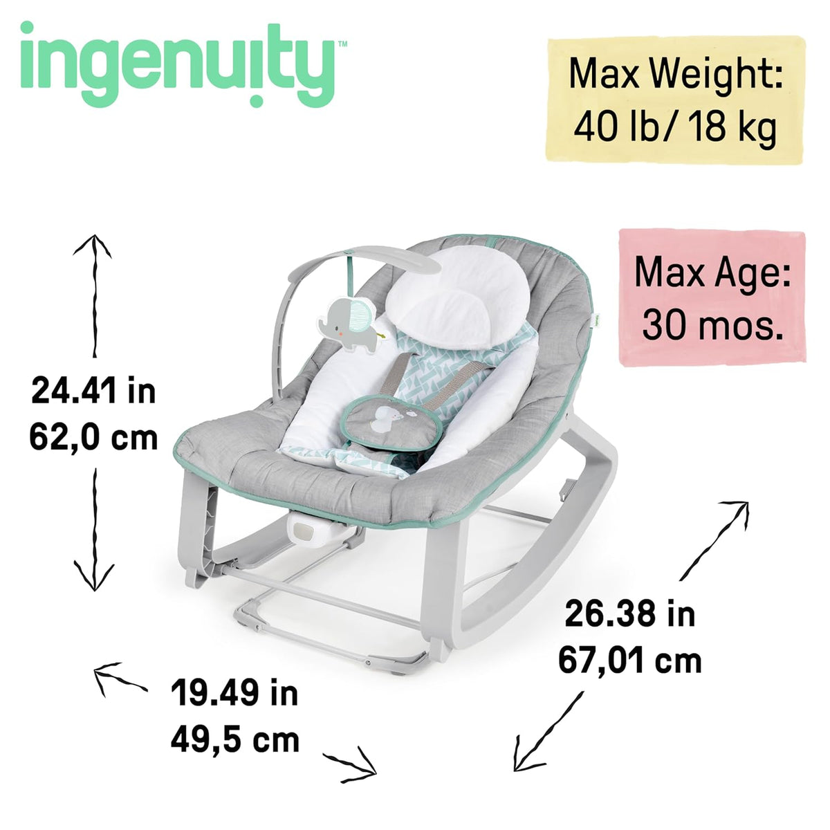 Keep Cozy 3-in-1 Grow-with-Me Vibrating Baby Bouncer, Rocker & Toddler Seat - photo 4