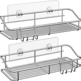 Repisas plateadas de acero inoxidable para ducha, 2