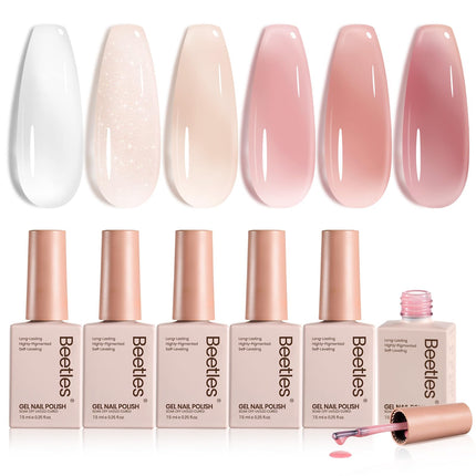 Jelly Gel Nail Polish Set, 6 Colors