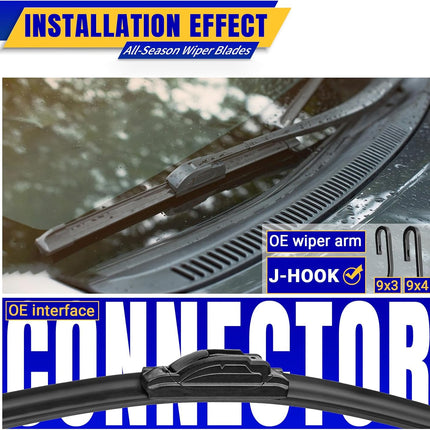 3 wipers Replacement for 2014-2021 2022 2023 Nissan Rogue/2013-2021 Nissan Pathfinder, Windshield Wiper Blades Original Equipment Replacement - 26"/17"/12" (Set of 3) U/J HOOK Windscreen wipers