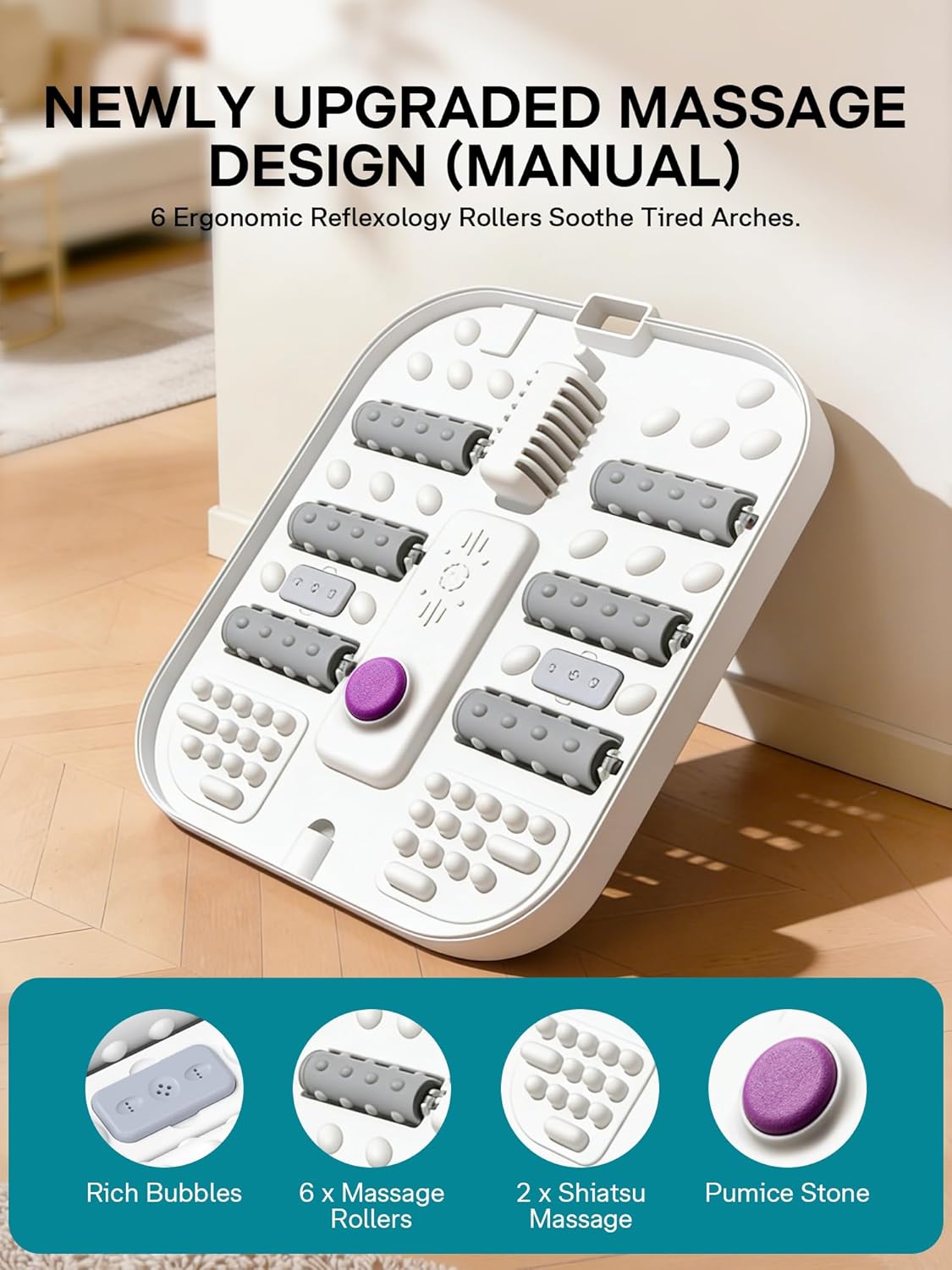 Collapsible Heated Foot Spa with Bubbles and 6 Rollers - photo 4