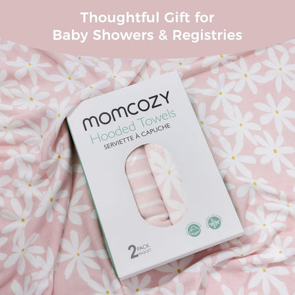 Momcozy Baby Towel with Hooded - Ultra Soft & Absorbent Large Bath Towel Set for Comfort & Gentle on Baby's Skin - Shower Gift & Bath Essential & Baby Registry Search for Newborn,Infant,Toddler,Kids
