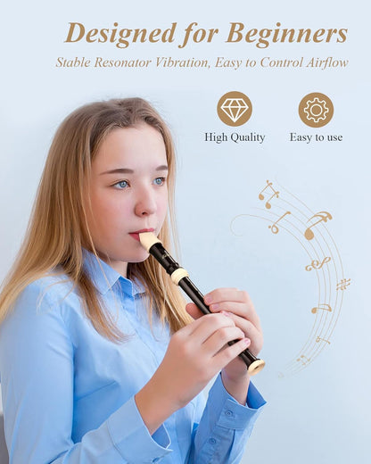 Soprano Recorder for Beginners and Kids, Baroque Style C Key, Brown ABS 3-Piece Set - photo 5