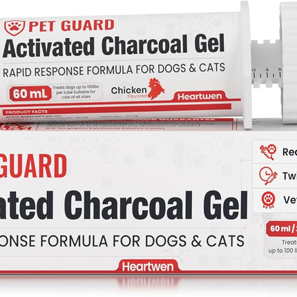 Activated Charcoal for Dogs & Cats (60 mL) | Emergency Pet First Aid for Accidental Ingestion & Digestive Support | Simple to Dose, Ready-to-Use | Chicken Flavored