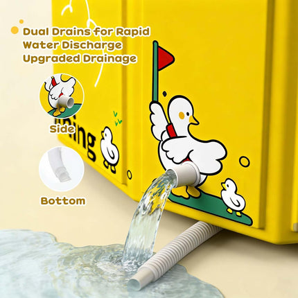 Foldable Baby Bathtub with 2 Drain, Collapsible Portable Baby Tub for Newborn & Toddler, Folding Baby Bath Tub, Small Water Play Pool for Travel & Home, 12M-5Y