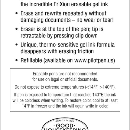 PILOT FriXion Clicker Erasable, Refillable & Retractable Gel Ink Pens, Fine Point, Black/Blue/Red Inks, 3-Pack (31467)
