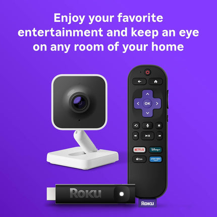 Roku Streaming Stick Plus 4K HDR TV Streaming Device with Voice Remote & Roku Indoor Camera 1080p HD Security Camera with Night Vision Bundle