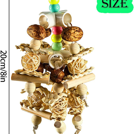 Natural Wooden Parrot Toy - Safe Bird Chewing Toy for Parakeets, Cockatiels, Conures, and Small to Medium Parrots