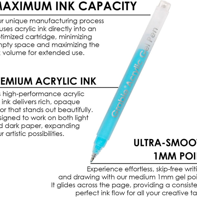 Acrylic Gel Pens Coloring Kit with Coloring Book, 12 Ocean Colors