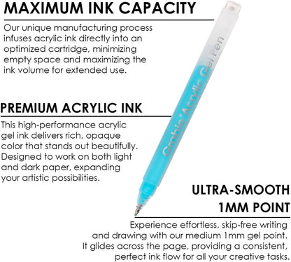 Acrylic Gel Pens Coloring Kit with Coloring Book, 12 Ocean Colors - photo 2
