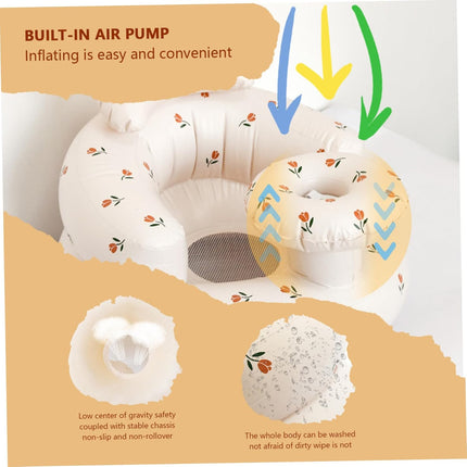 Inflatable Baby Seat for Baby 6-36 Months, Waterproof Inflatable Chair with Tray, Blow up Chair with Air Pumps, Sofa for Sitting Up, Shower, ...