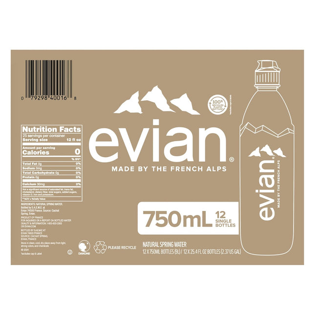 Natural Spring Water, 750 ml (25.36 fluid ounce) Water Bottle with Sports Cap, 12 Pack - photo 2
