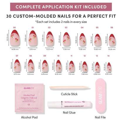 Cherry Bomb Short Almond Press-On Nails with Red French Tips - photo 4